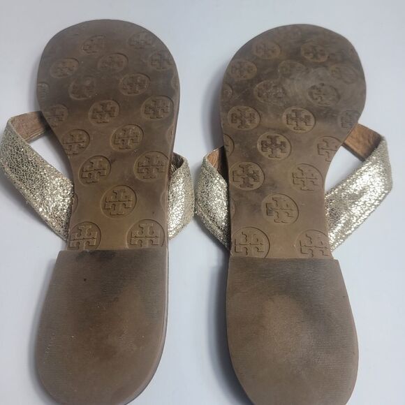 Tory Burch Thora Gold Metallic Sandals - Picture 4 of 5